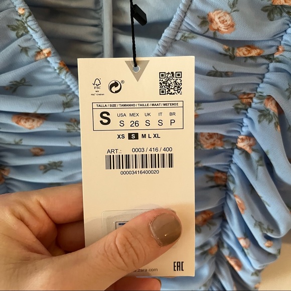 COPY - Zara light blue floral ruched top NWT - Picture 4 of 8